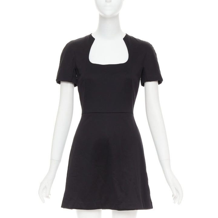 ALEXANDER MCQUEEN 2013 black cotton scoop neck short sleeve mini dress IT40 S