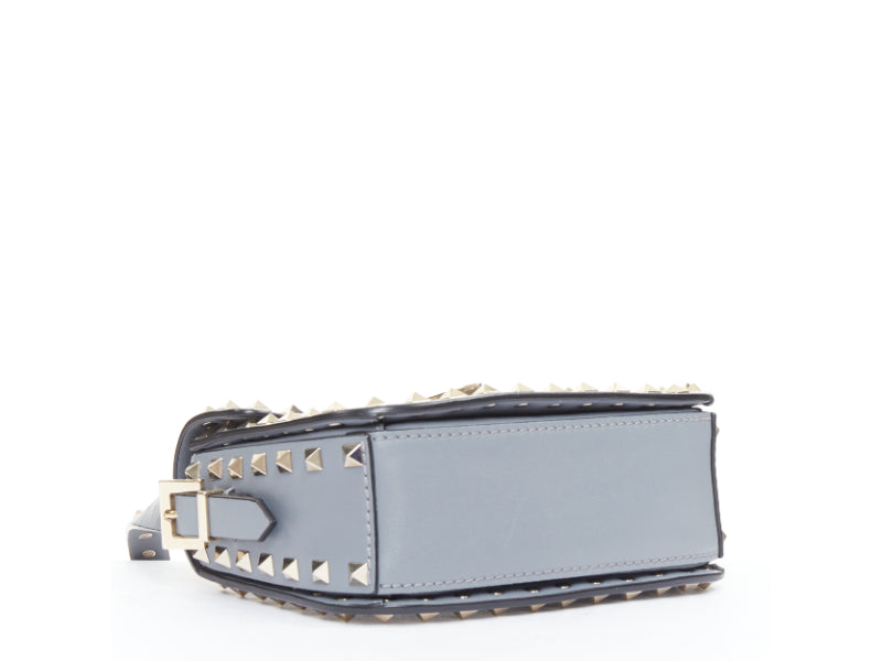 VALENTINO Rockstud light blue silver studs turnlock crossbody shoulder bag