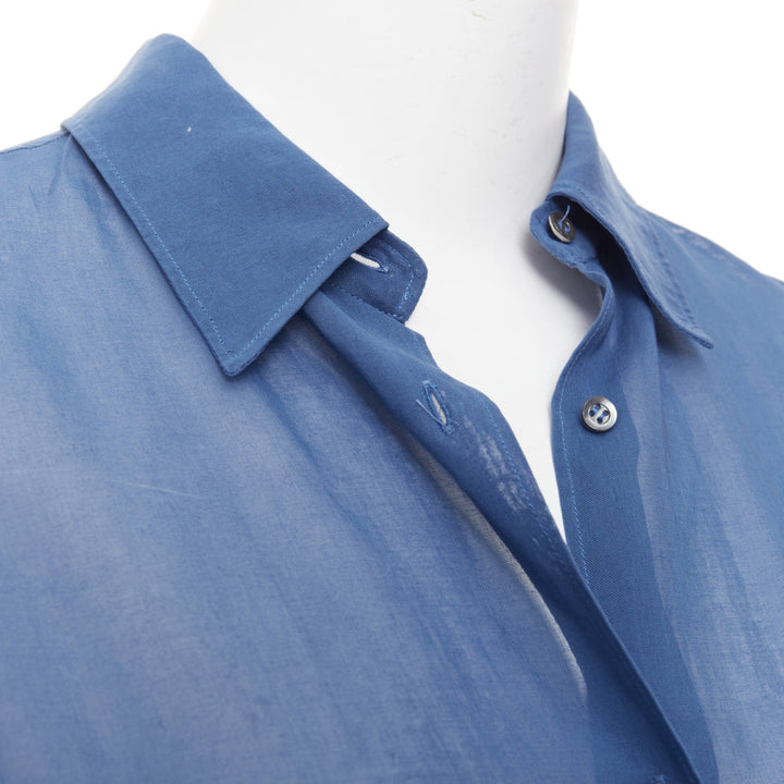 JIL SANDER 2011 Raf Simons blue cotton sheer patch pocket shirt FR36 S
