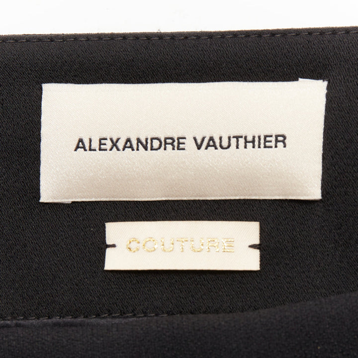 ALEXANDRE VAUTHIER COUTURE black padded shoulder scoop neck long sleeve top