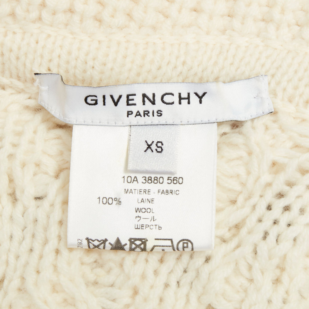 GIVENCHY 2011 strategic chunky cable knit cream cowl neck long cardigan top XS