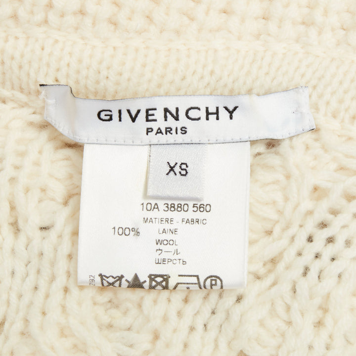 GIVENCHY 2011 strategic chunky cable knit cream cowl neck long cardigan top XS