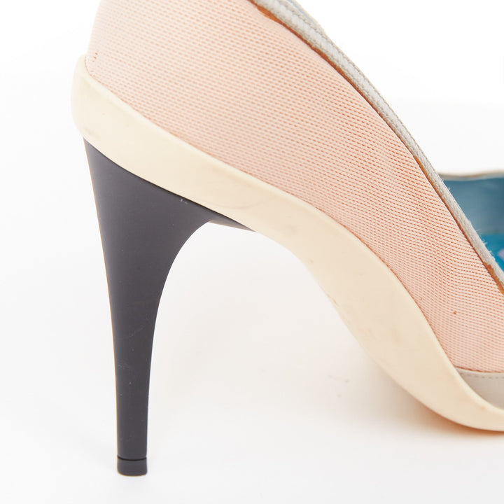 rare CHRISTIAN DIOR 2014 Runway Raf Simons sportif multi satin patent pumps EU37