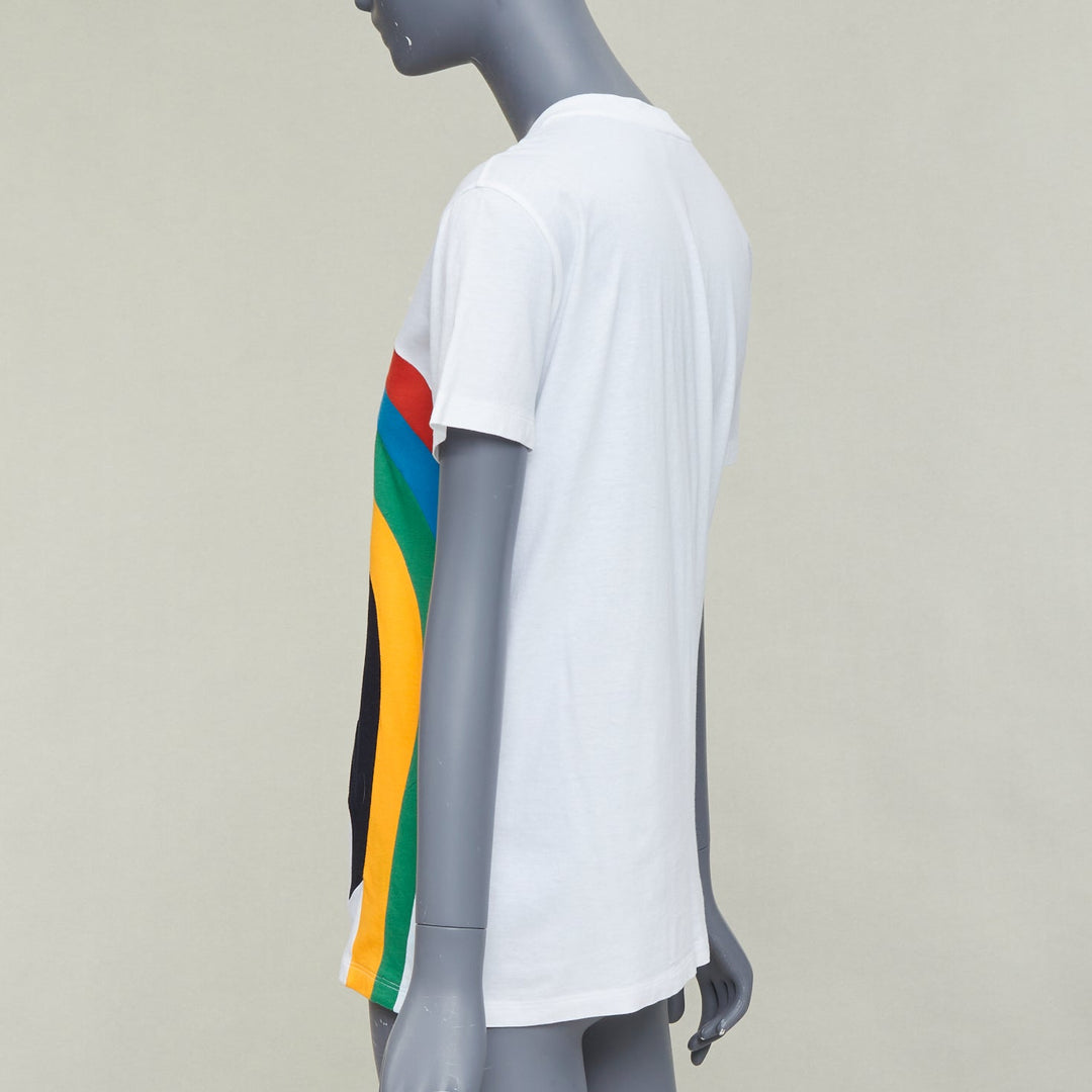 PRADA 2014 red yellow blue rainbow beaded eyelashes face cotton tshirt S