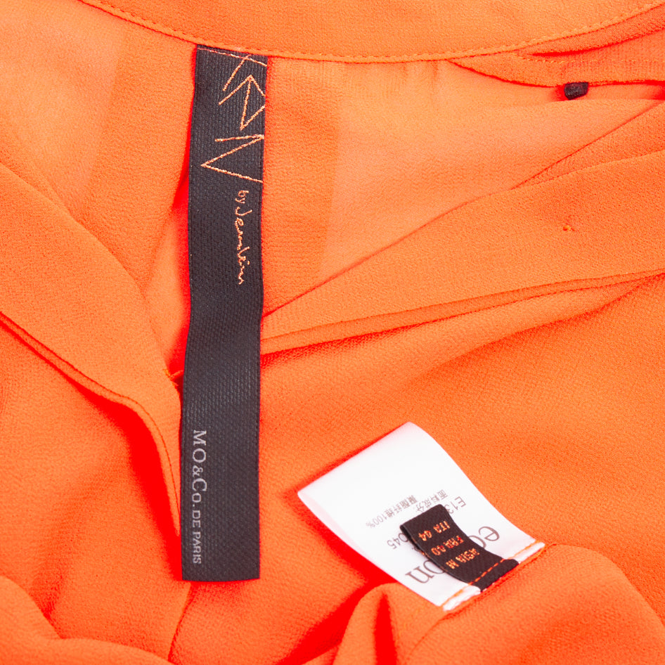 MO & CO orange tiered collar gold button down midi dress M