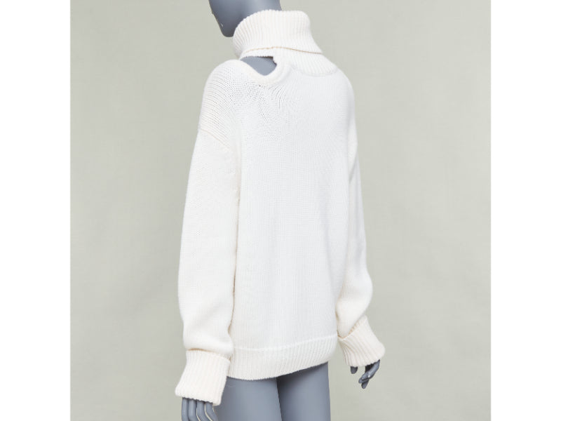 MONSE 100% wool cream deconstructed cut out turtleneck sweater XS
