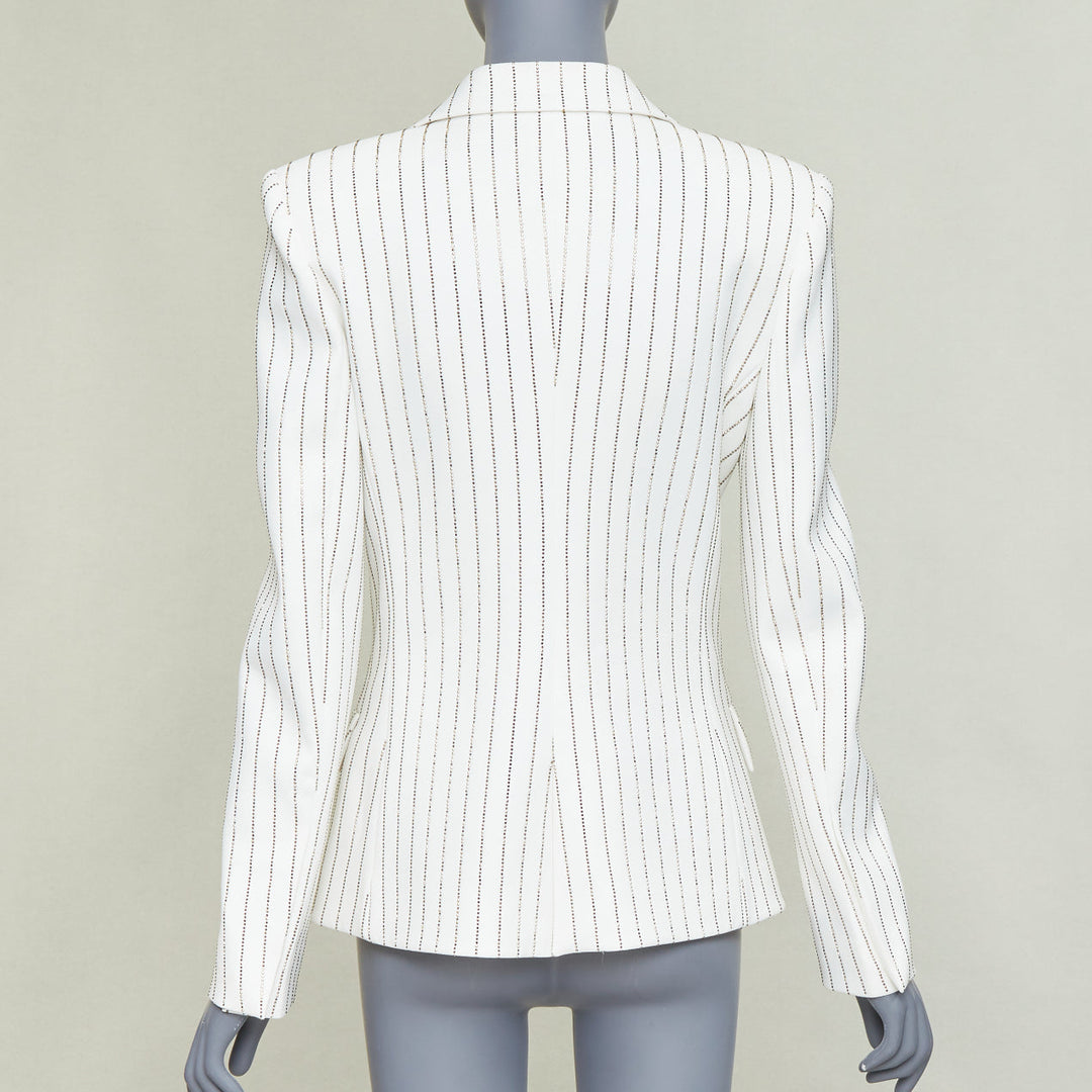 ALEXANDRE VAUTHIER COUTURE SS2020 Runway white gold crystal blazer jacket FR36 S