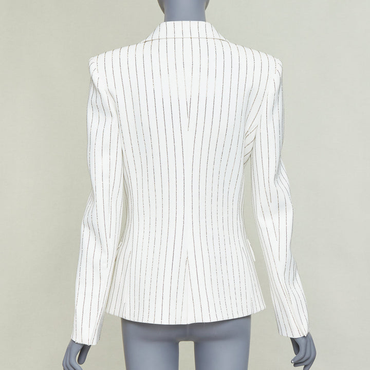 ALEXANDRE VAUTHIER COUTURE SS2020 Runway white gold crystal blazer jacket FR36 S