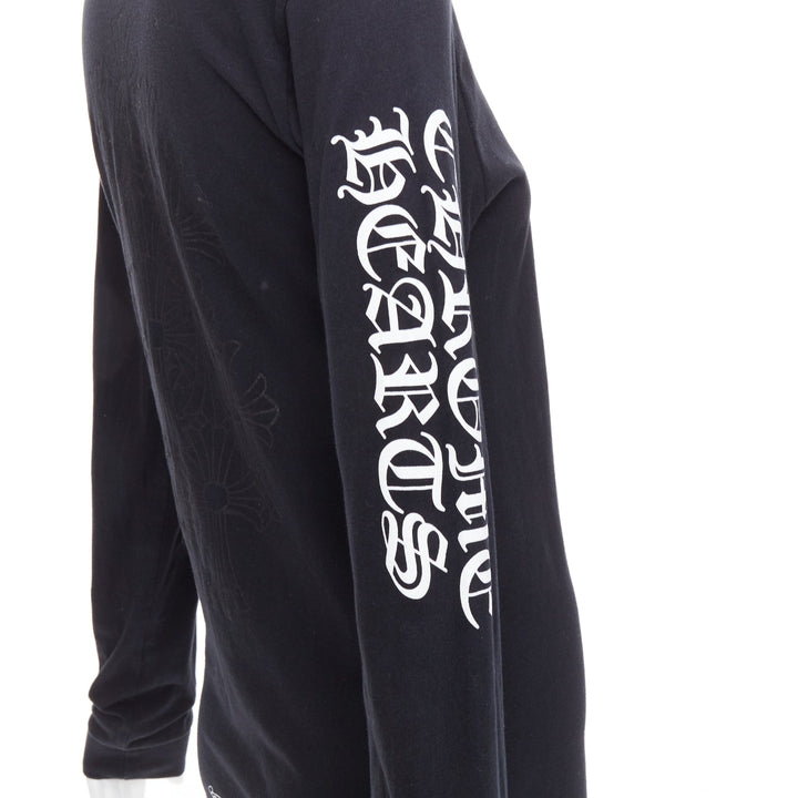 CHROME HEARTS black cotton white crosses logo long sleeve tshirt S