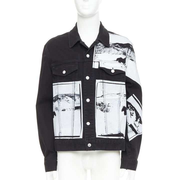 CALVIN KLEIN 205W39NYC Raf Simons Andy Warhol black pop art trucker jacket L