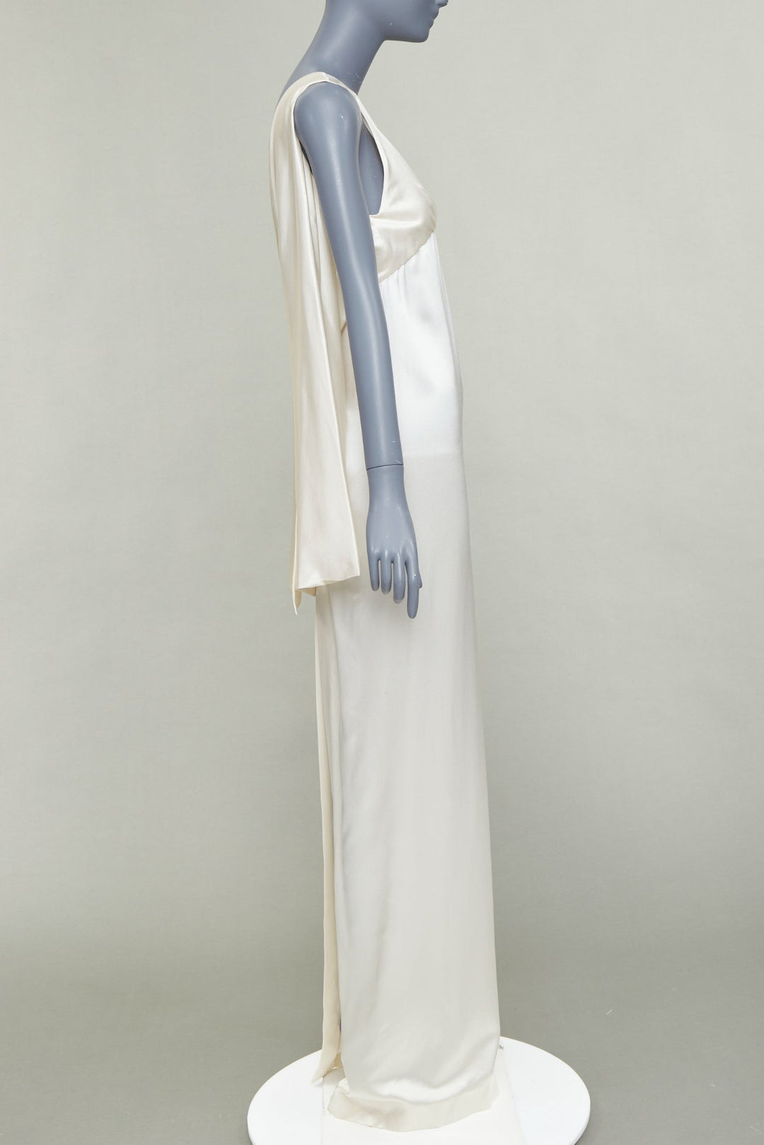 SAINT LAURENT 2022 Runway Bridal ivory silk satin draped empire gown FR34 XS