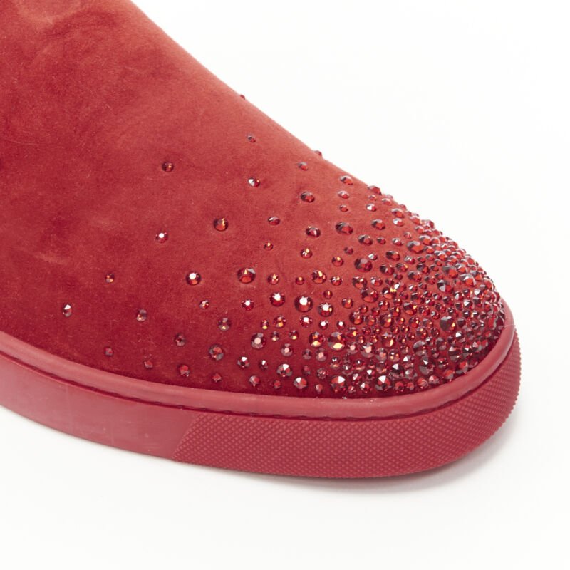 CHRISTIAN LOUBOUTIN Sailor Boat red suede degrade strass low sneaker EU42