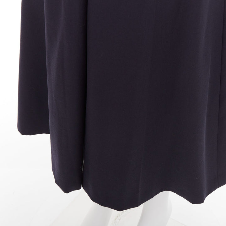 ALEXANDER MCQUEEN navy virgin wool box pleat wide leg cropped pants IT34 XXS