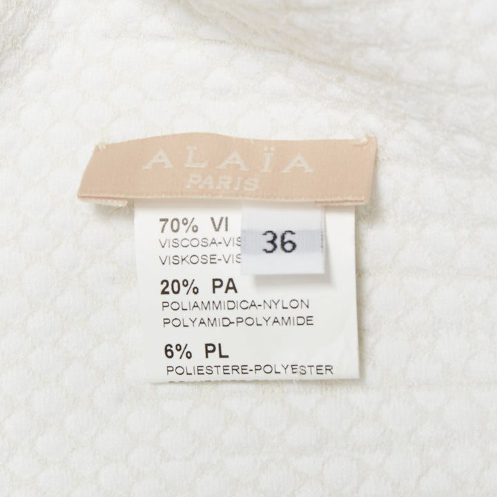 ALAIA cream viscose blend textured knit cropped cardigan jacket FR36 S