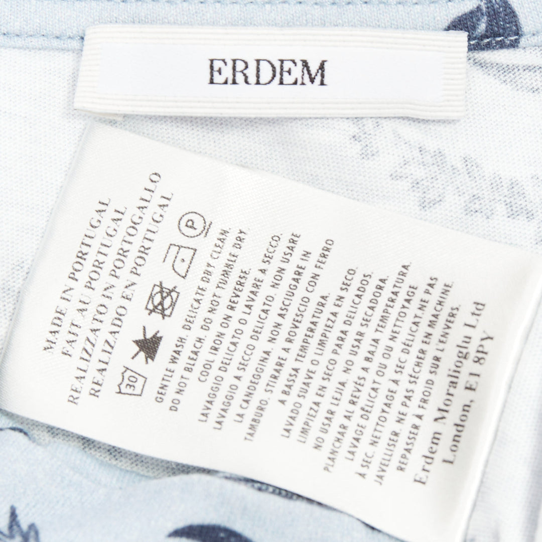 ERDEM 2022 Victor blue cotton Pembridge floral toile print turtleneck tshirt XL