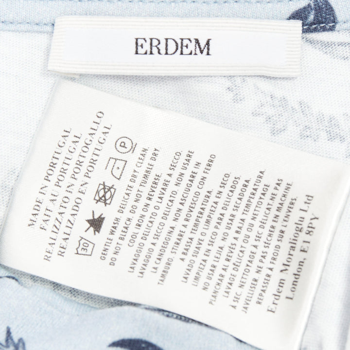 ERDEM 2022 Victor blue cotton Pembridge floral toile print turtleneck tshirt XL