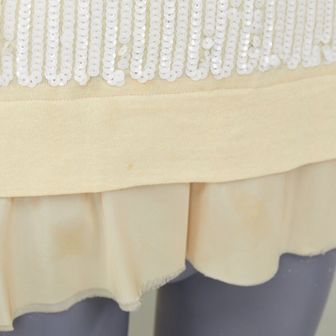 SACAI 2007 yellow cotton white sequin trim cardigan sweater vest twin set JP2 M