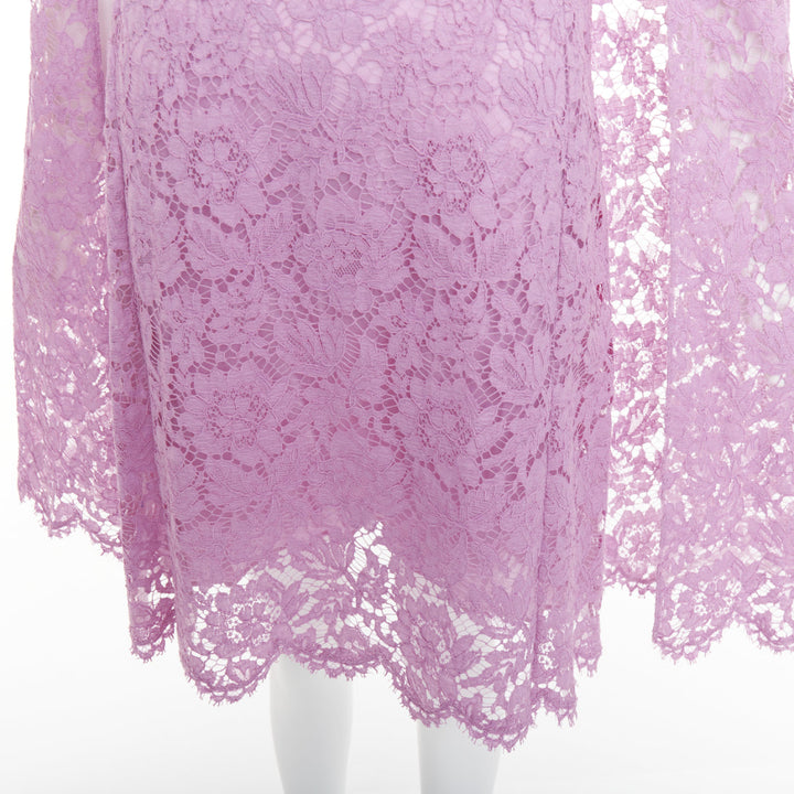 VALENTINO purple floral lace cape sleeve silk lined mini dress IT40 S