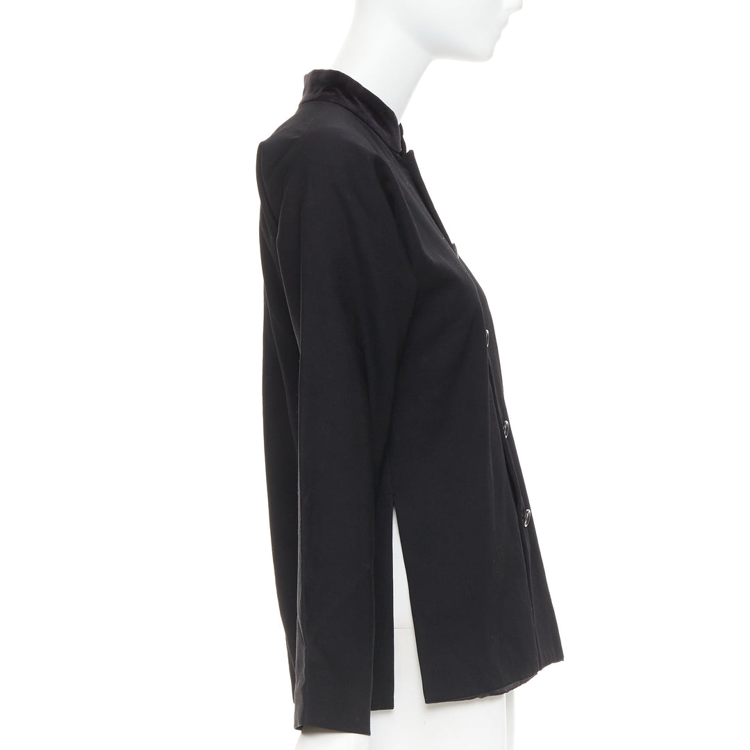 COMME DES GARCONS TRICOT 1998 Vintage black wool velvet mandarin collar jacket