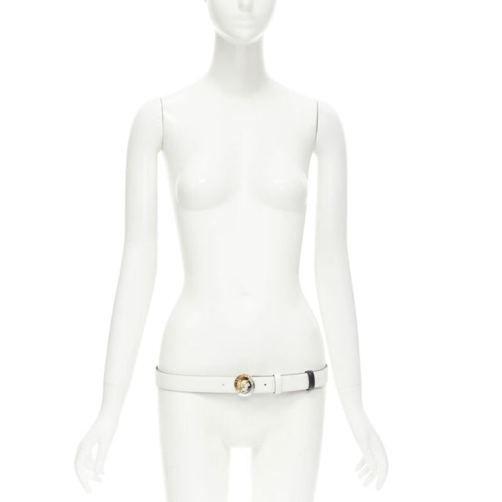 VERSACE Demi Medusa Reversible black white split buckle belt 90cm 34-38"