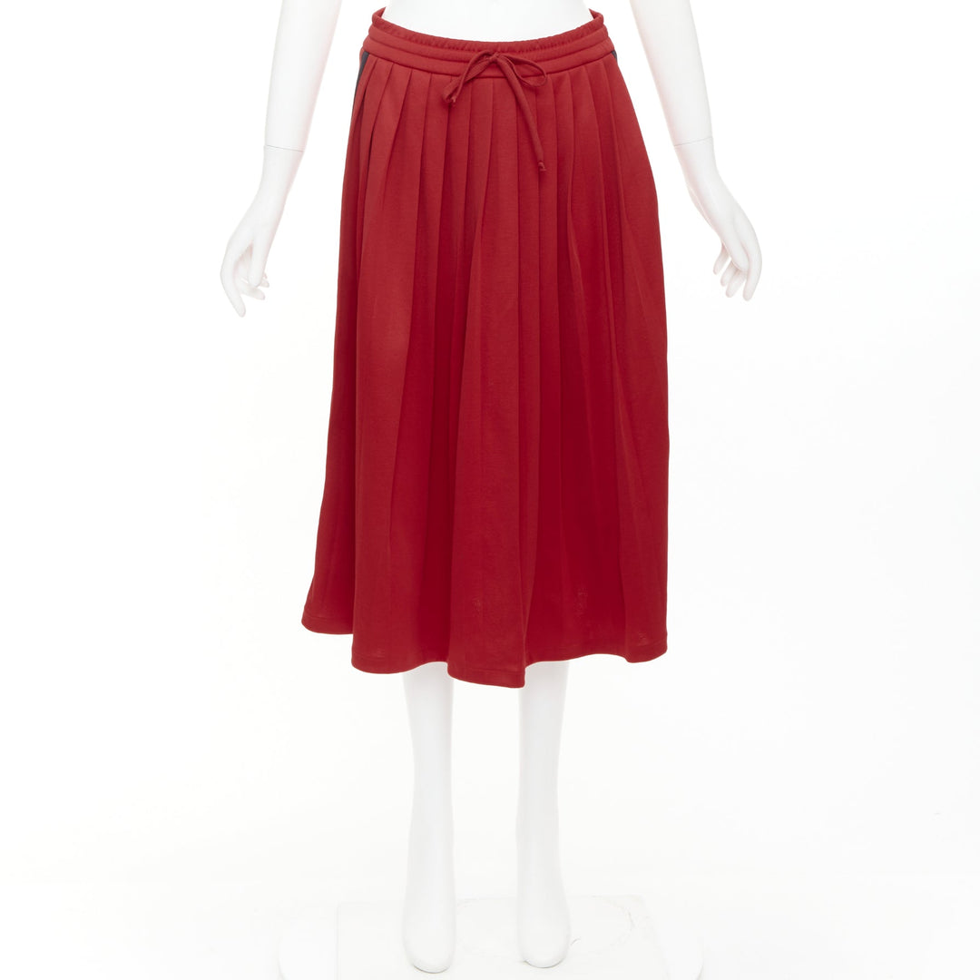 GUCCI Alessandro Michele red pleated Signature Web side track skirt XS
