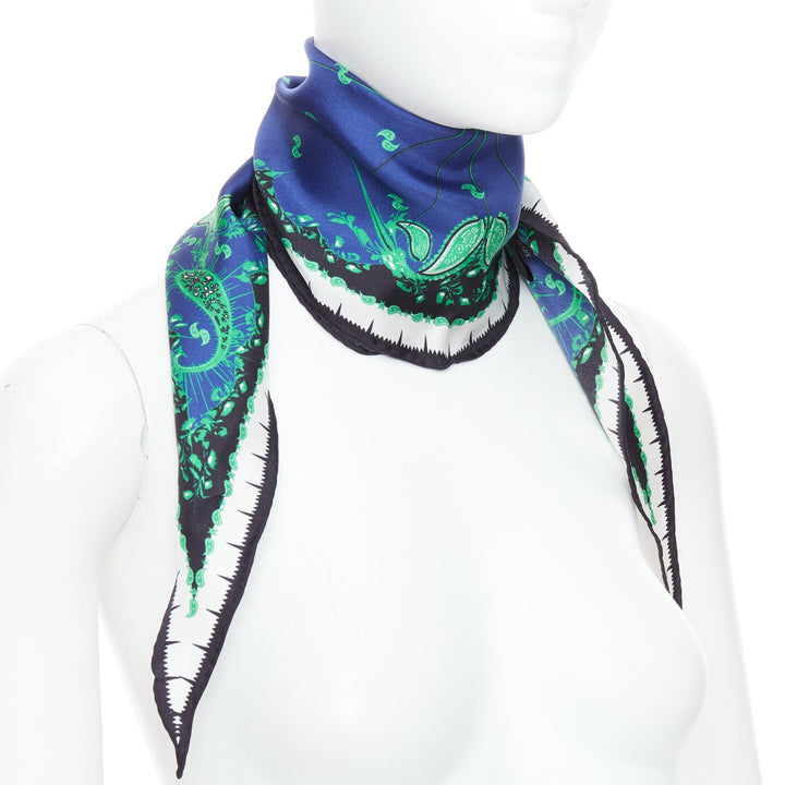 HAIDER ACKERMANN 2017 Runway blue green paisley print triangle scarf