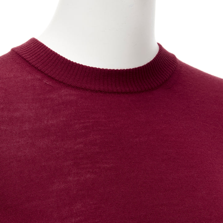 ALAIA 100% virgin wool dark red long sleeve crew neck sweater FR36 S