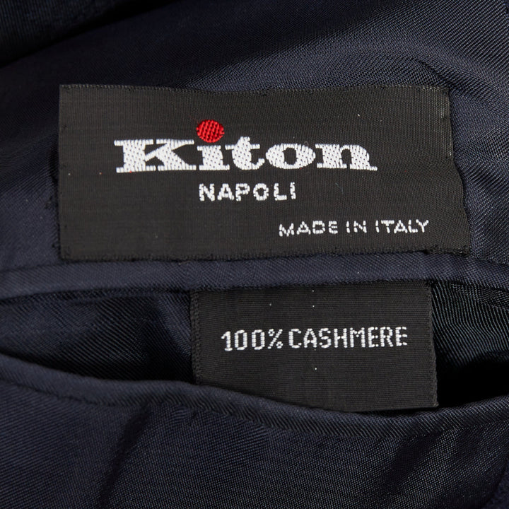 KITON 100% cashmere navy pinstriped double vents blazer jacket IT52 XL