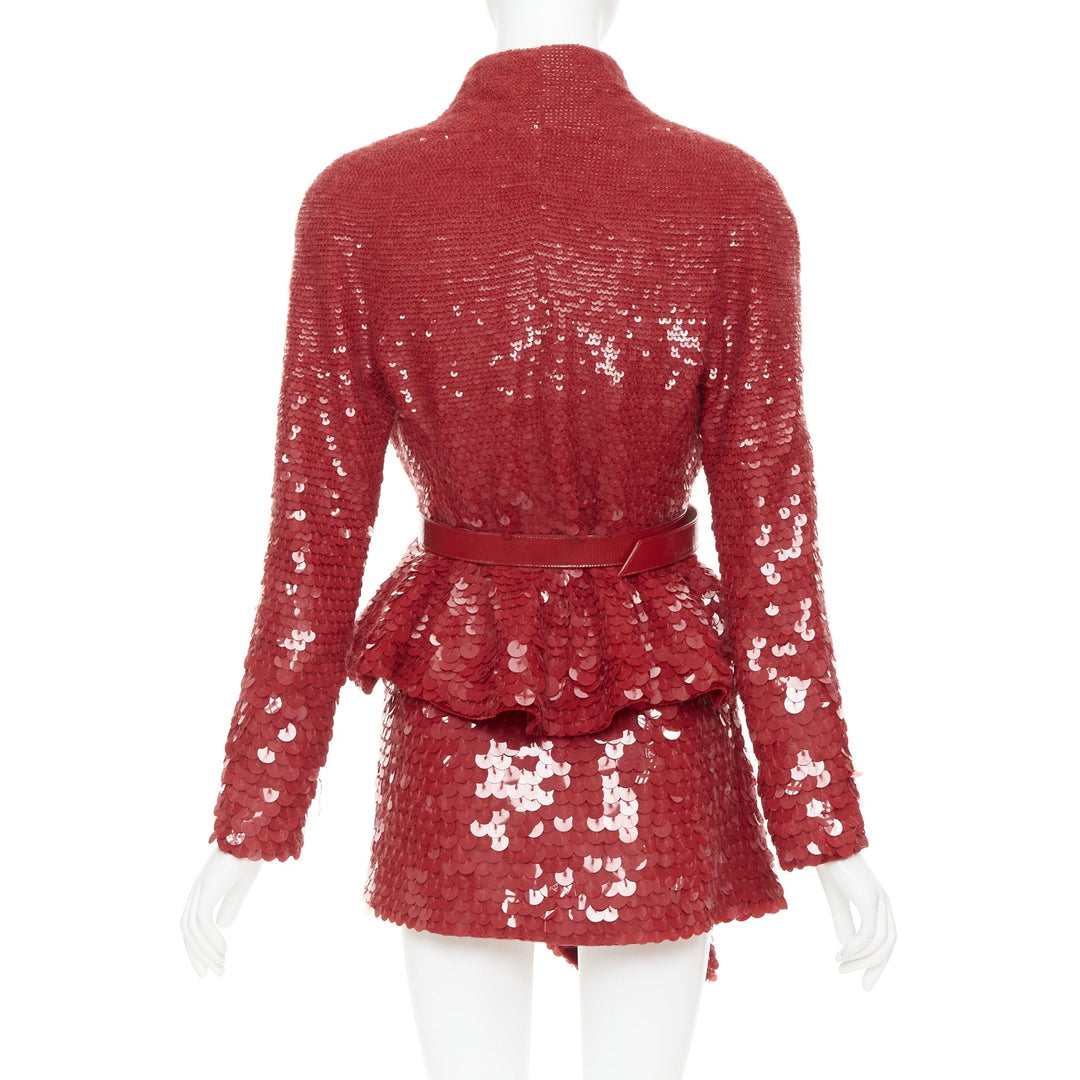 ALEXANDRE VAUTHIER COUTURE SS2022 Runway red gradient bead sequin peplum jacket