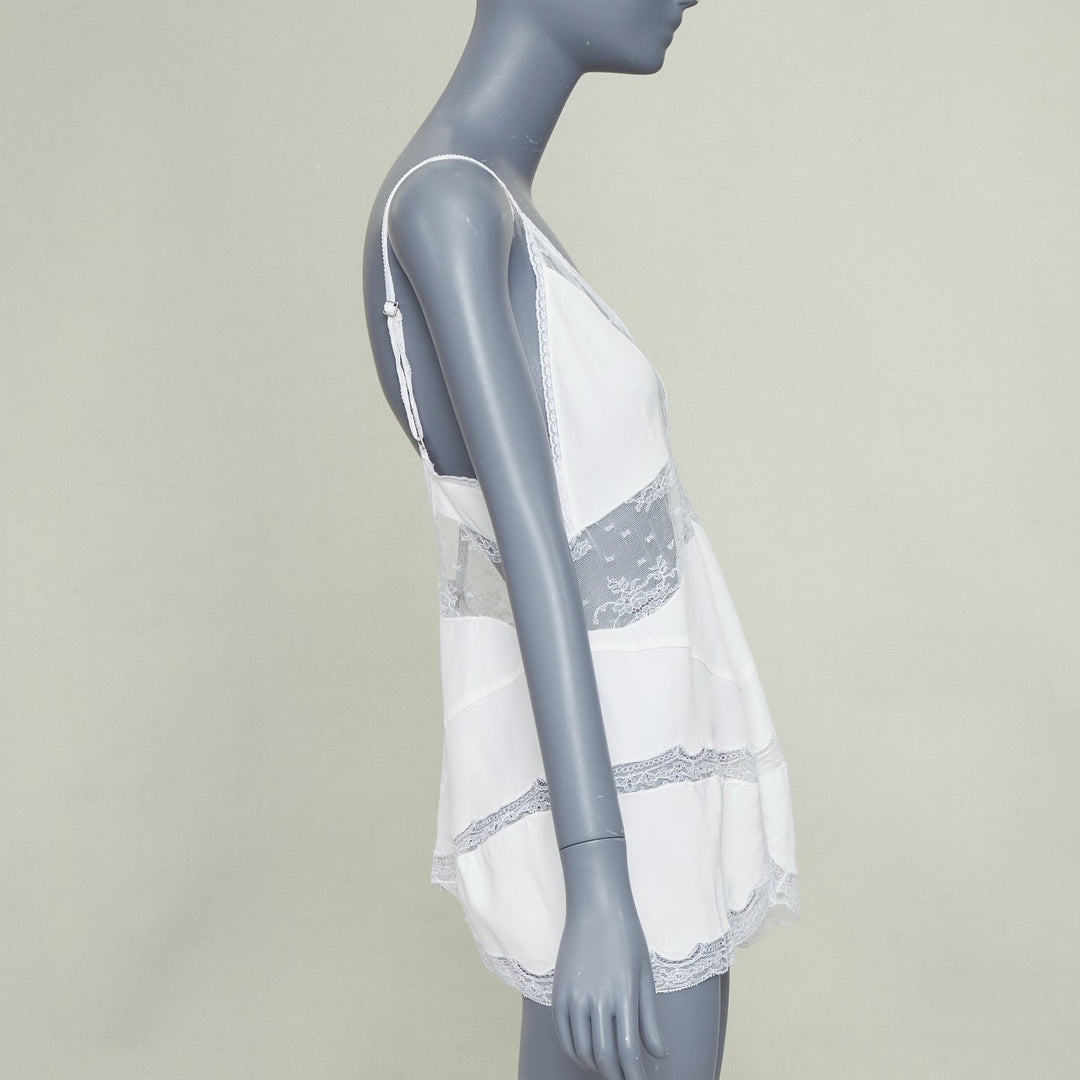 STELLA MCCARTNEY Vintage 2004 cream silk crepe lace panel cami tank top Sz.1 XS