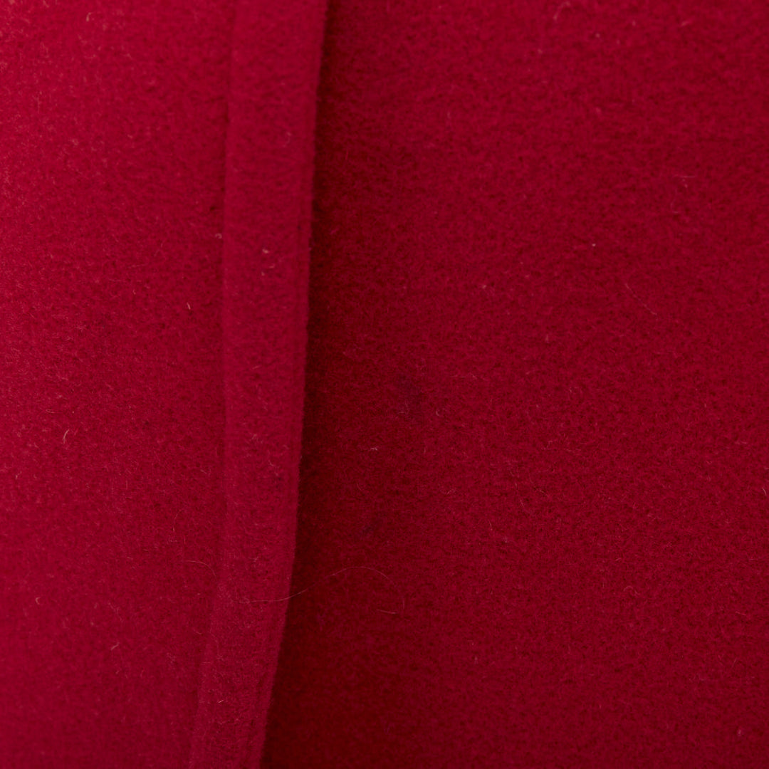 LANVIN EN BLEU red wool blend black brown toggle leather pea coat FR36 S