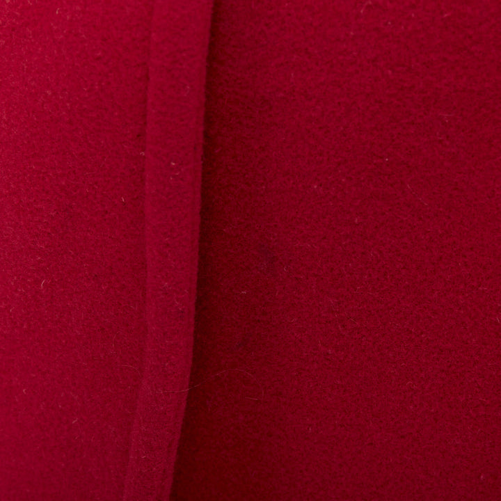 LANVIN EN BLEU red wool blend black brown toggle leather pea coat FR36 S