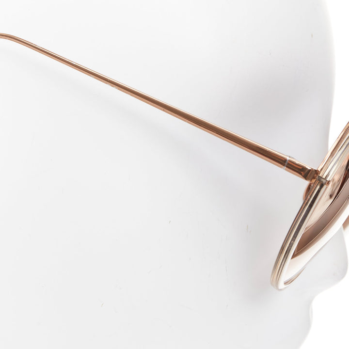 LINDA FARROW LFL4579 rose gold brown ombre clear oversized round sunglasses