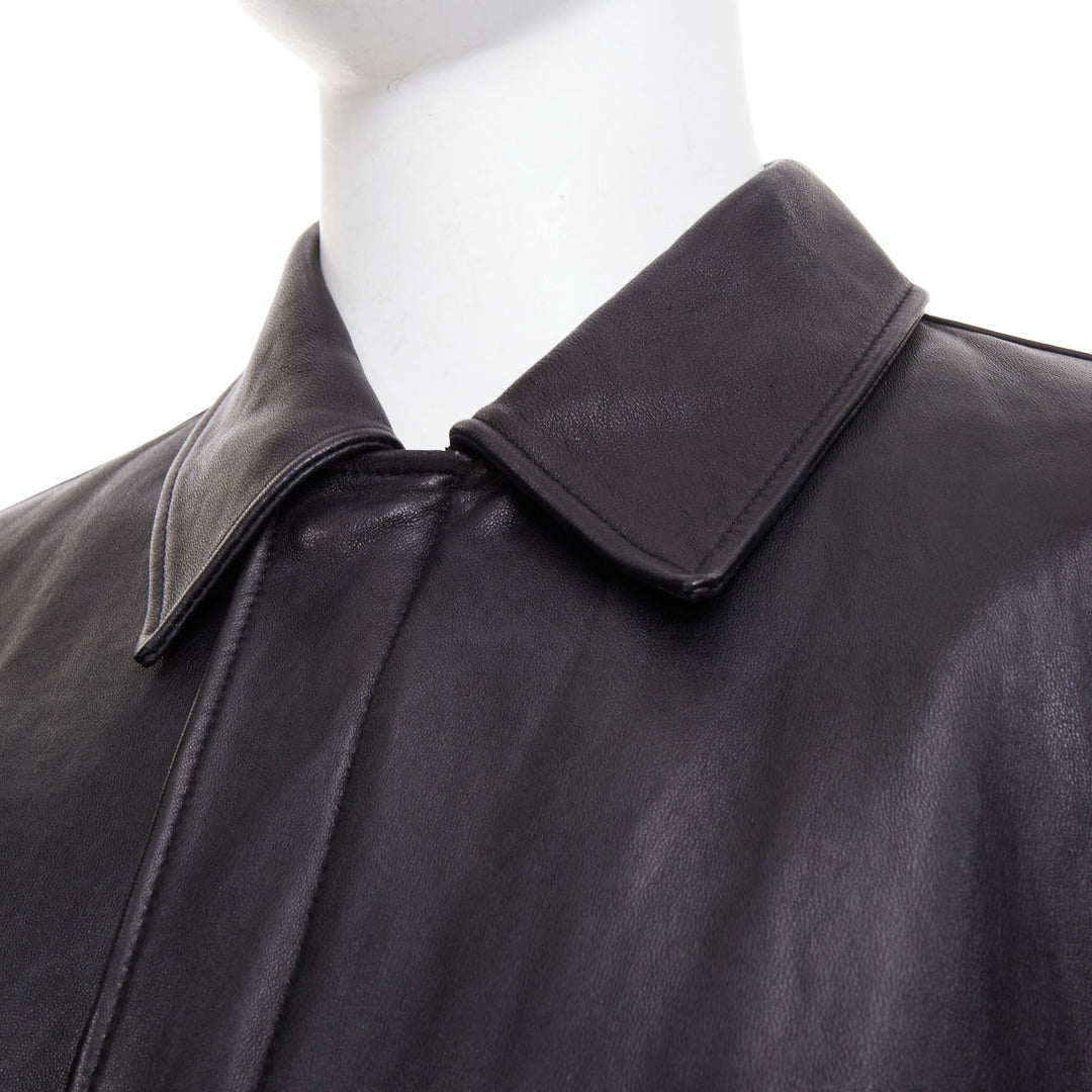 COOR black A2 lambskin leather flap pocket flight bomber jacket outerwear M