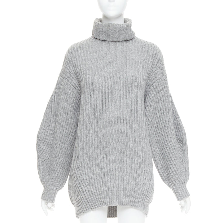 ACNE STUDIOS 2016 Isa grey wool chunky turtleneck ribbed sweater XS