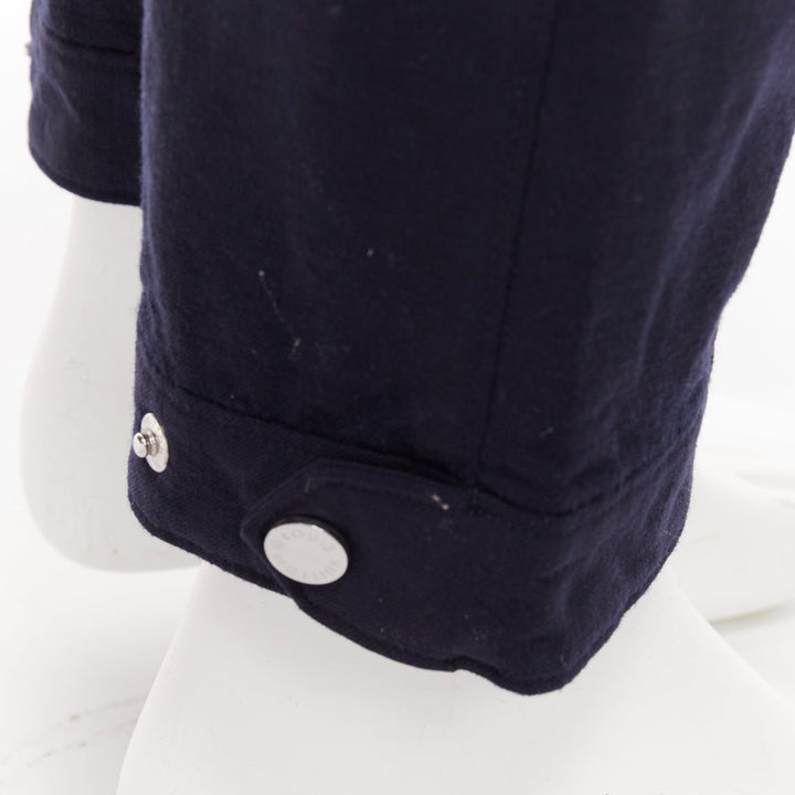 LOUIS VUITTON navy wool blend LV logo knee darts panelled crop pants FR42 M