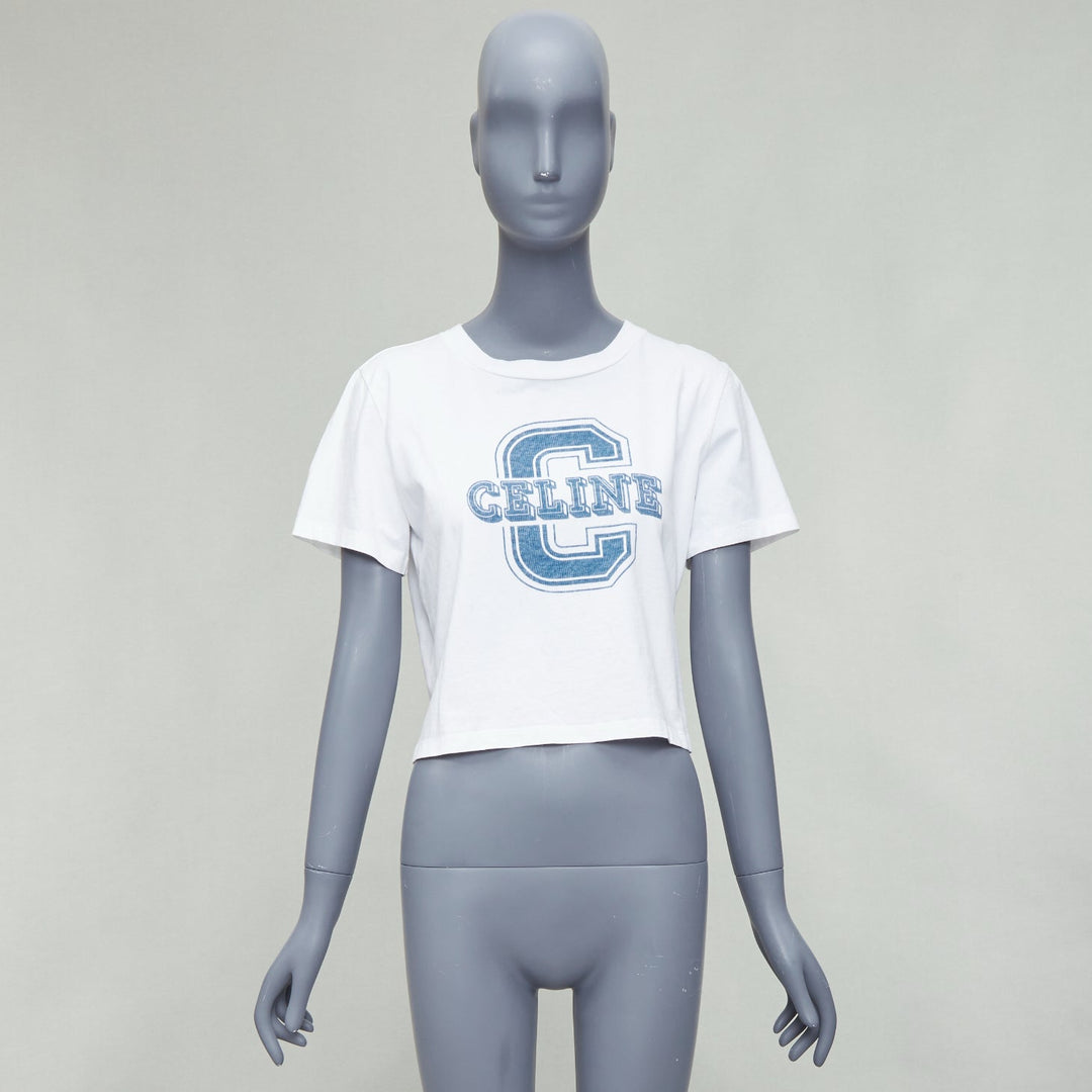 Female mannequin wearing Celine by Hedi Slimane White Cotton Women Top in Size  S | Available at JHROP