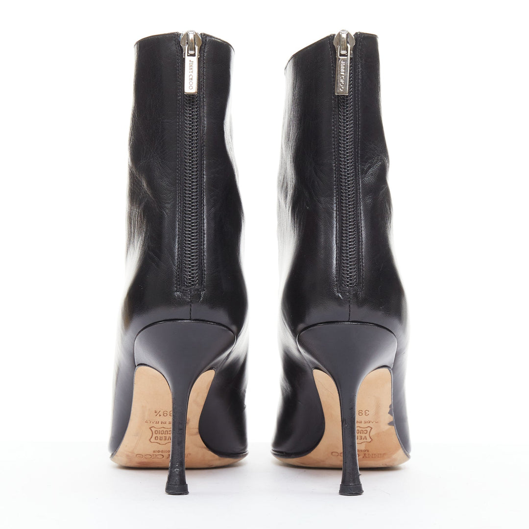 JIMMY CHOO black pointed square toe spool heeled ankle boots EU39.5