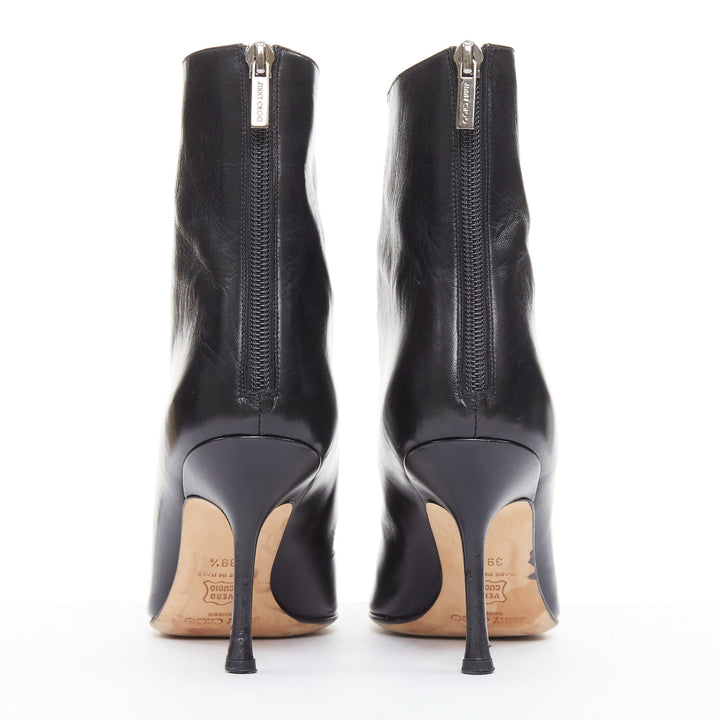 JIMMY CHOO black pointed square toe spool heeled ankle boots EU39.5