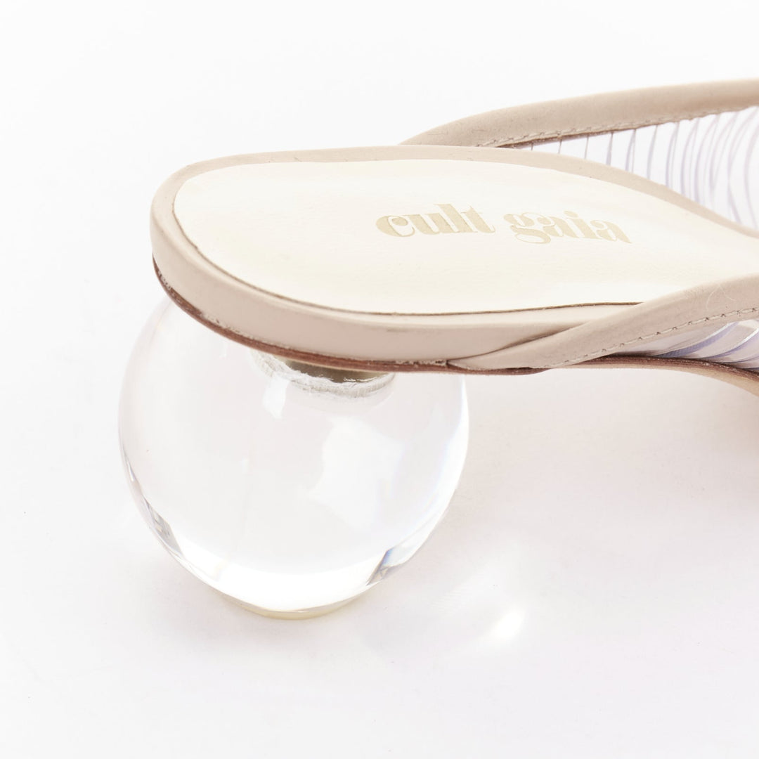 CULT GAIA Alia clear PVC bauble heel vinyl nude leather trim mules EU35
