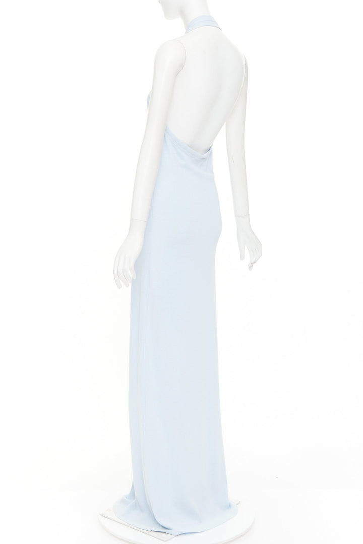 PROENZA SCHOULER 2022 Meryl light blue ribbed knit cotton blend dress L