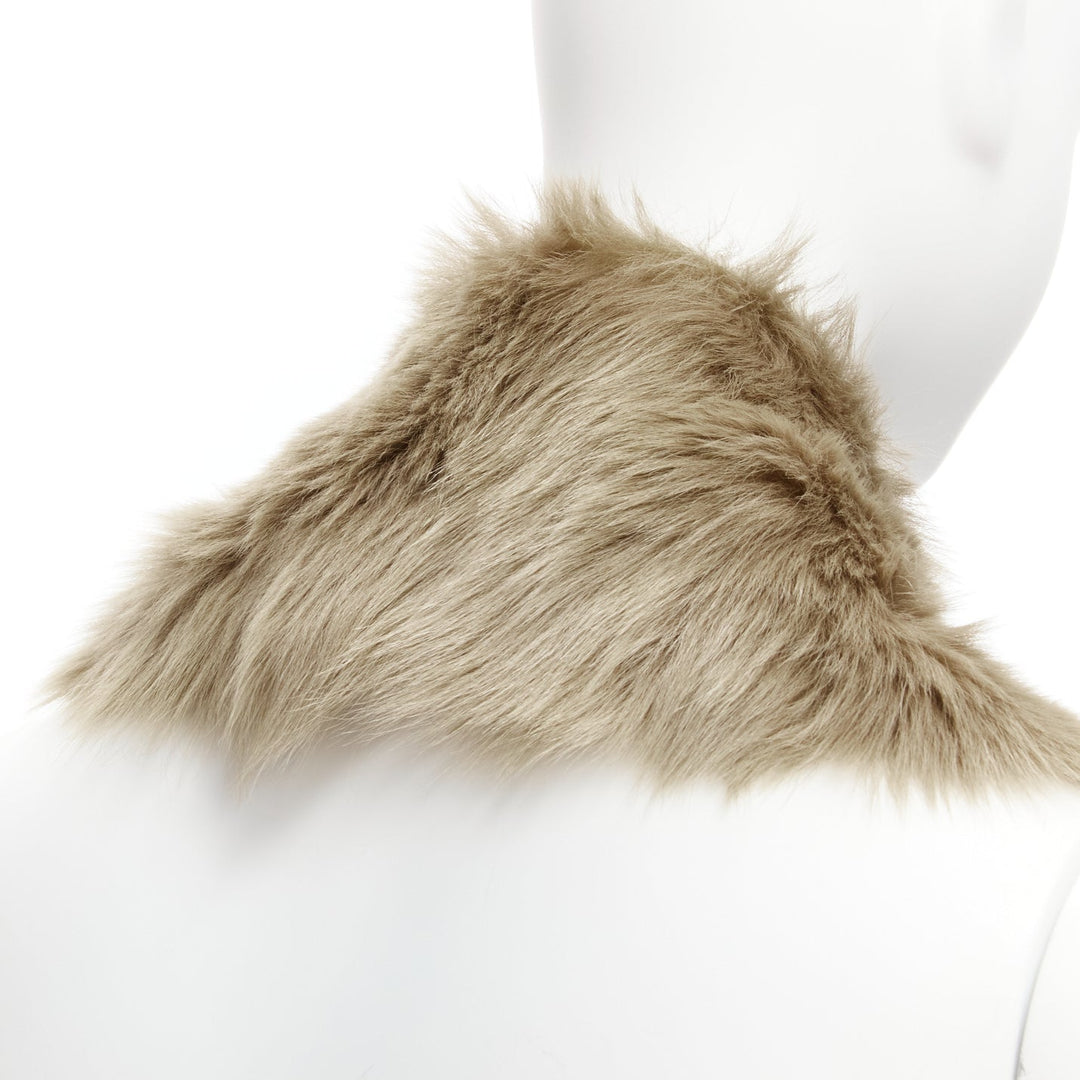 SIMONE ROCHA brown genuine fur leather clear bead embellished collar