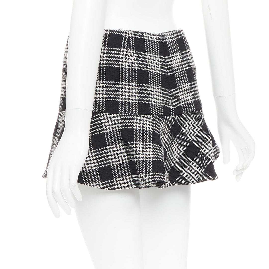 RED VALENTINO black grey houndstooth check print frill mini skort IT38 XS