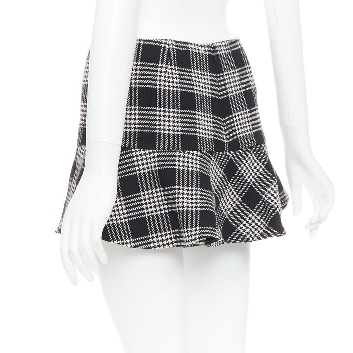 RED VALENTINO black grey houndstooth check print frill mini skort IT38 XS
