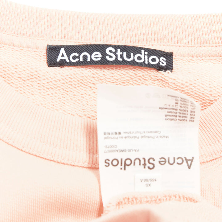 ACNE STUDIOS Fairah Face pink smiley square cotton pullover sweatshirt XS