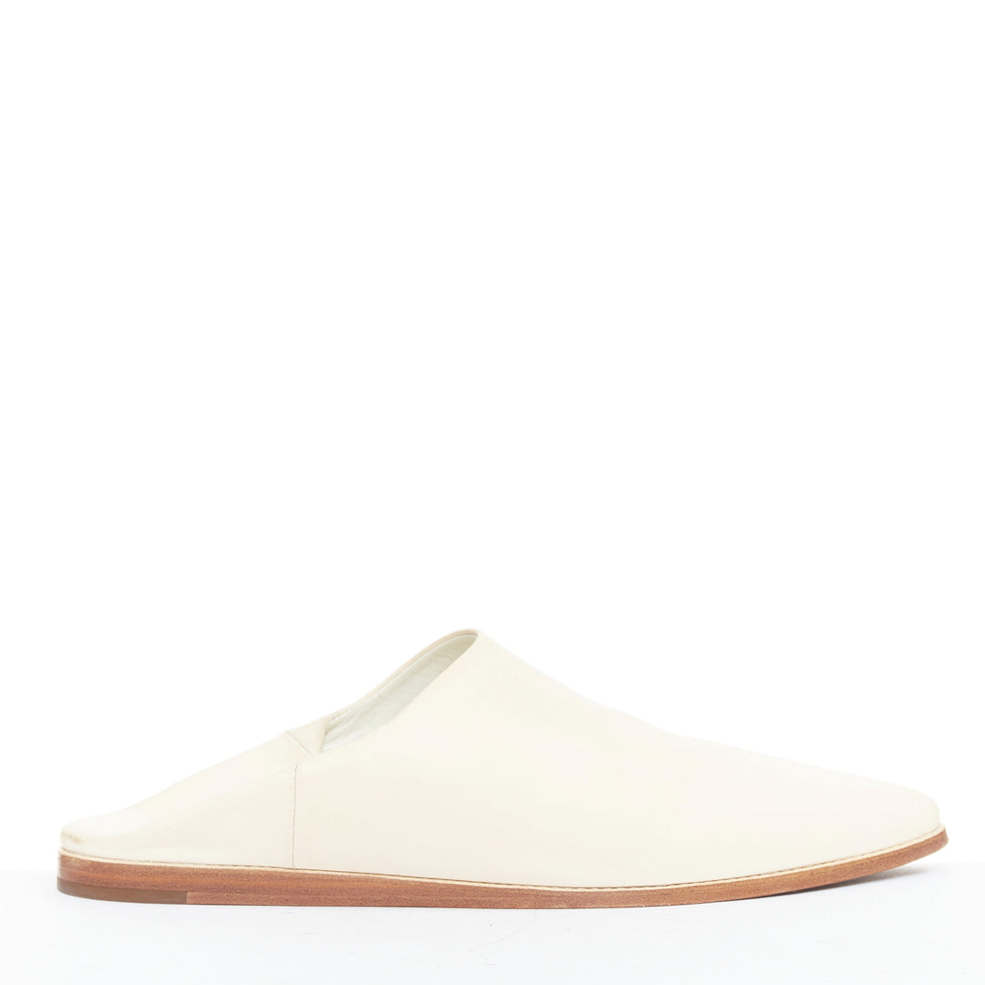 CELINE 2020 Janco Babouche off white leather gold logo step back slipper EU37