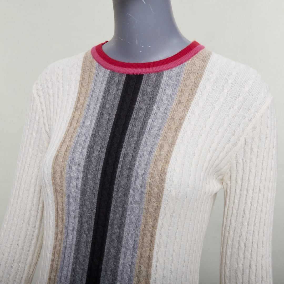 MARCO DE VINCENZO cashmere cream colorblock striped ribbed knit dress FR38 M
