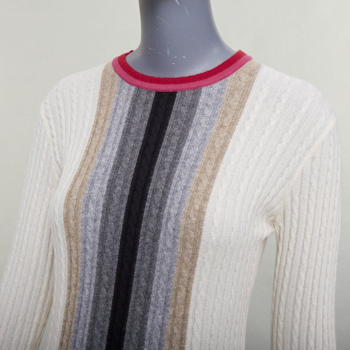 MARCO DE VINCENZO cashmere cream colorblock striped ribbed knit dress FR38 M