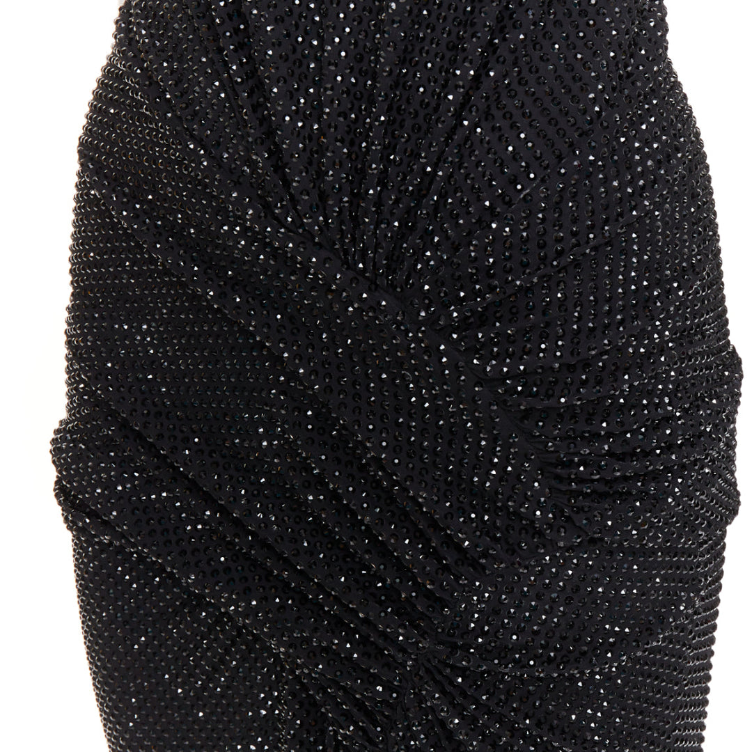 rare ALEXANDRE VAUTHIER COUTURE SS2020 Runway black strass crystal drape gown