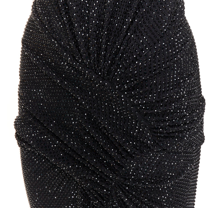 rare ALEXANDRE VAUTHIER COUTURE SS2020 Runway black strass crystal drape gown